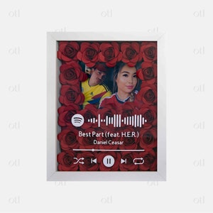 Spotify Flower Box | Muzyczny Prezent Box | Spersonalizowane Różane Pudełko Kwiatowe | Spersonalizowany Prezent na Walentynki, Rocznicę, Urodziny, Boże Narodzenie