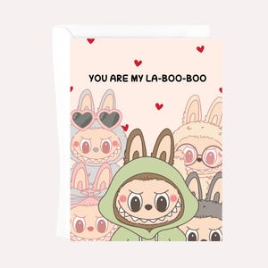 Tarjeta "Eres mi La-Boo-Boo" / Tarjeta de felicitación inspirada en Labubu / Tarjeta de amor linda, aniversario, San Valentín, tarjeta "Simplemente porque sí", tarjeta de monstruo kawaii