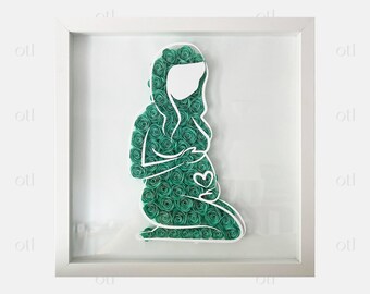 Pregnant Woman Flower Box | Rose Box | Paper Flower Shadow Box | Gift for Baby Shower, Gender Reveal, Nursery, Baby Girl, Baby Boy, Birthday