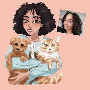Custom Disney portrait With your Pet, Family Portrait, Disney Painting Digital Art, Holidays Gifts