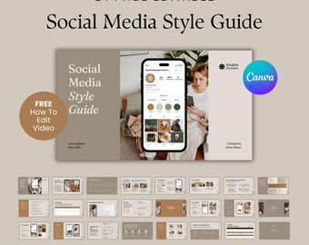 Redigerbar mall för stilguide för sociala medier: Canva-design (1920x1080px) (digital nedladdning)