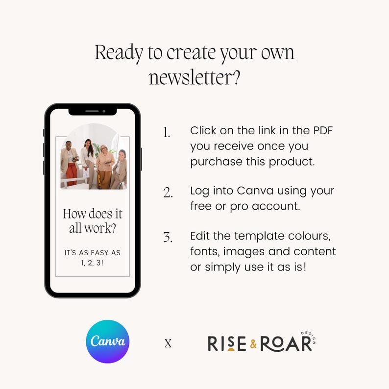 Editable Monthly Newsletter Template: Chic Minimalist Design (canva, A4 ...