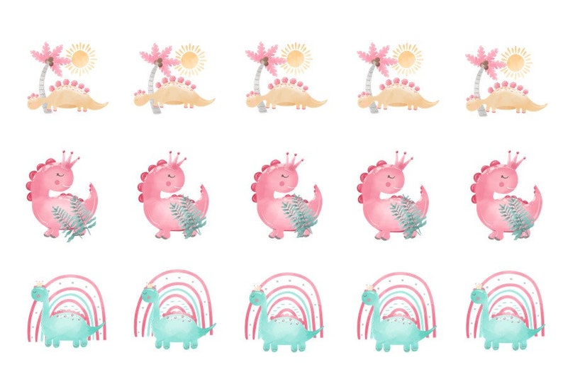 Baby Dinosaurs Cupcake Toppers Dinosaur Edible Images Baby Etsy