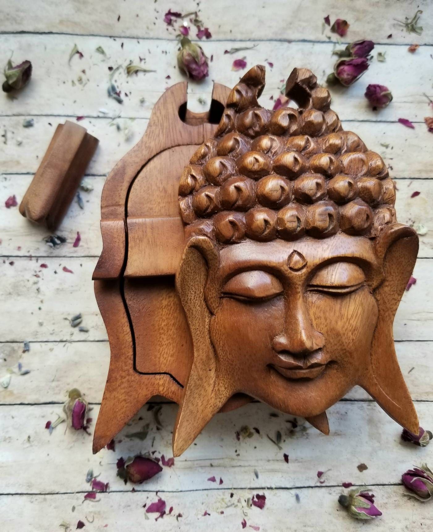 Buddha Puzzle Box Carved Wooden Boxes Storage Box Stash Etsy
