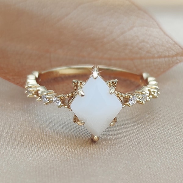 Diamond Shape Vintage Mother's Milk Ring Set, DIY Milky Keepsake Ring, DIY Liquid Gold Jewelry, DIY Mother's Day gift, gift for mother