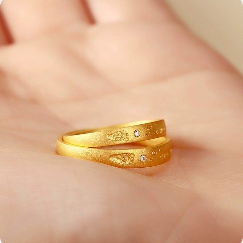 Baby Hand Rings Solid Gold Baby Handprint and Footprint Ring, Baby Keepsake Jewelry ...
