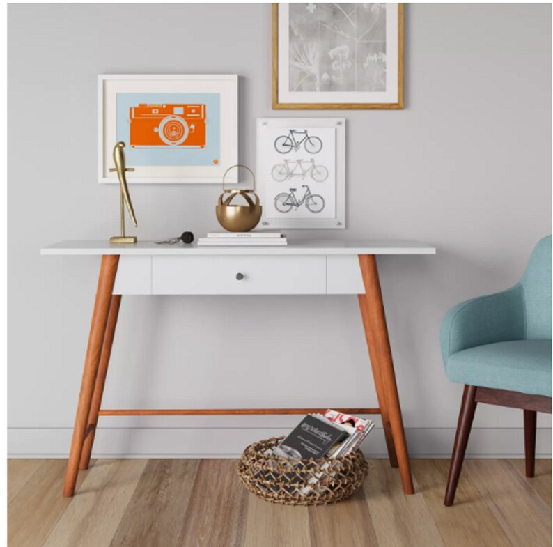 Amherst Mid Century Modern Two Tone One Drawer Writing Amherst Mid Century Modern Two Tone One