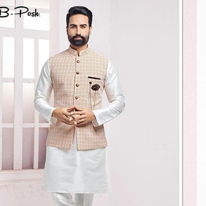 Kurta Pyjama Set Mit Mantel Weste Koti Nehru Jacke Modi Etsy Look like a king kurta pyjama size: etsy
