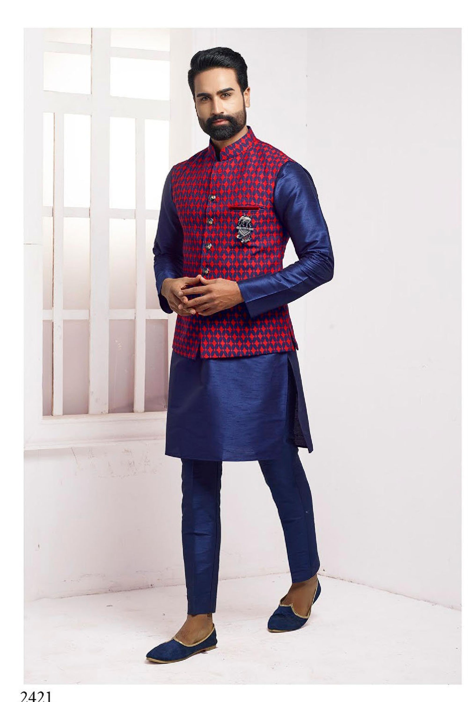 Kurta Pajama Set With Waistcoat / Vest / Koti /nehru Jacket Etsy