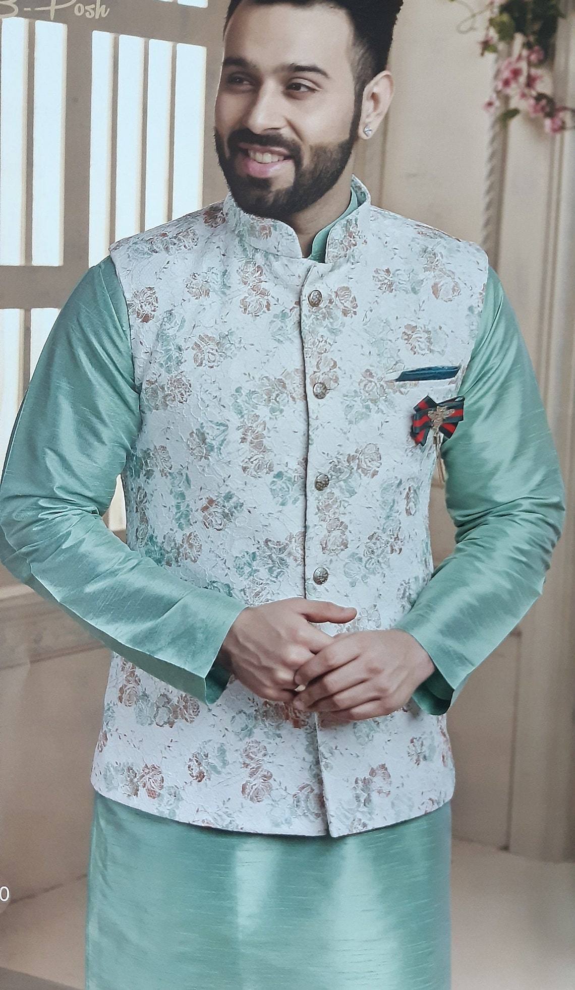 Kurta Pajama Set With Waistcoat / Vest / Koti /nehru Jacket Etsy