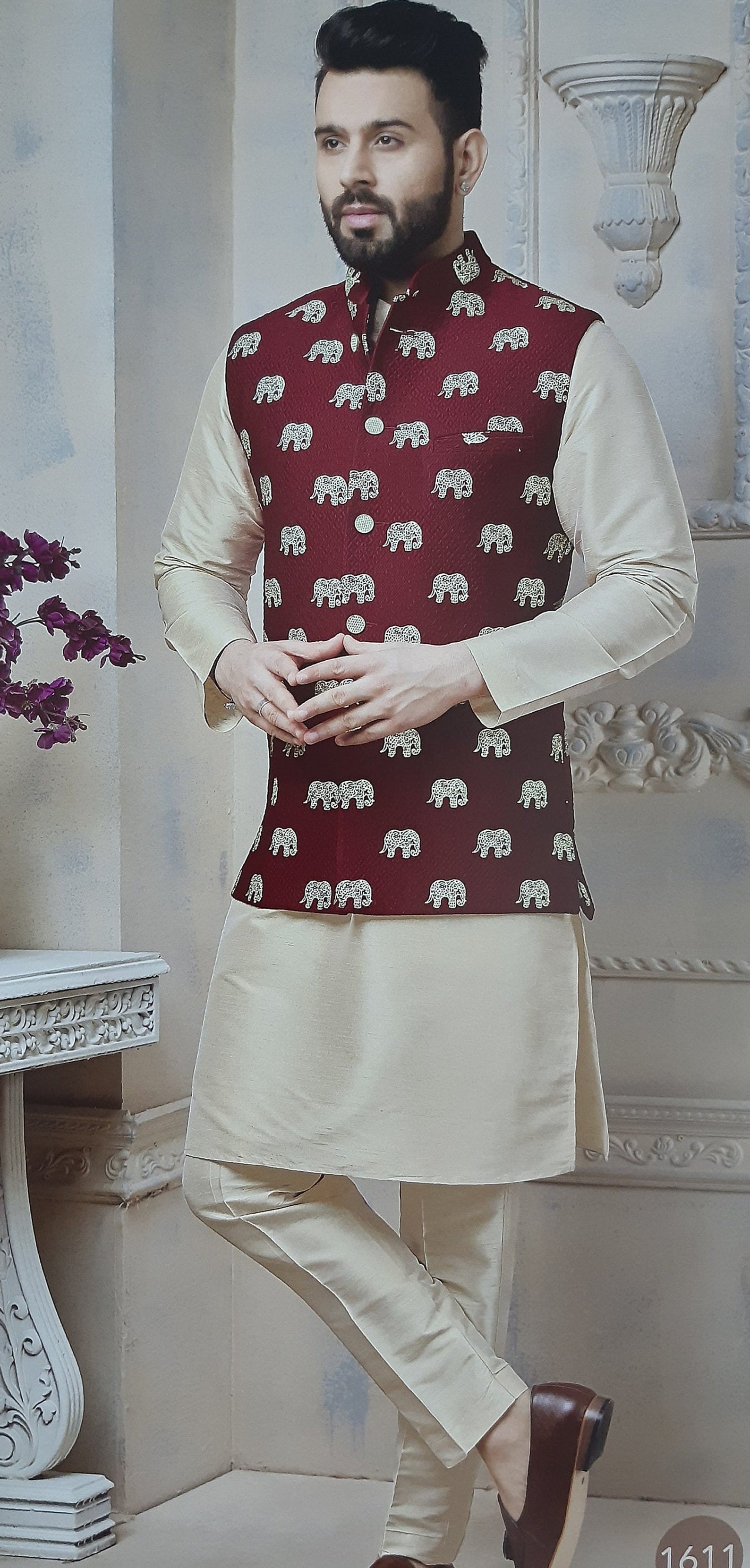 Kurta Pajama Set With Waistcoat / Vest / Koti /nehru Jacket Etsy