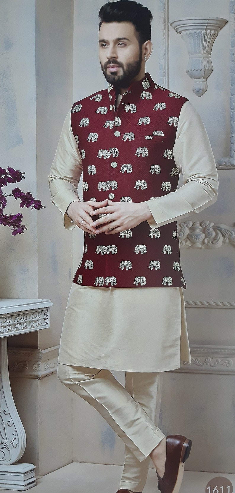 Kurta Pajama Set With Waistcoat / Vest / Koti /nehru Jacket Etsy