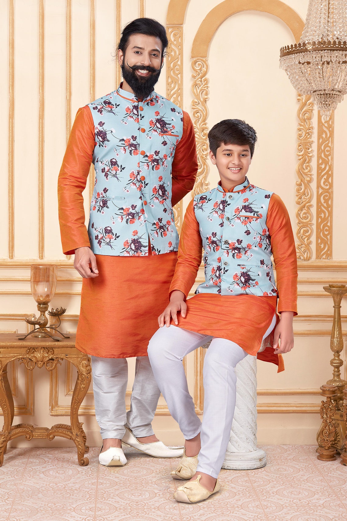 Kurta Pajama Set With Waistcoat / Vest / Koti /nehru Jacket Etsy UK