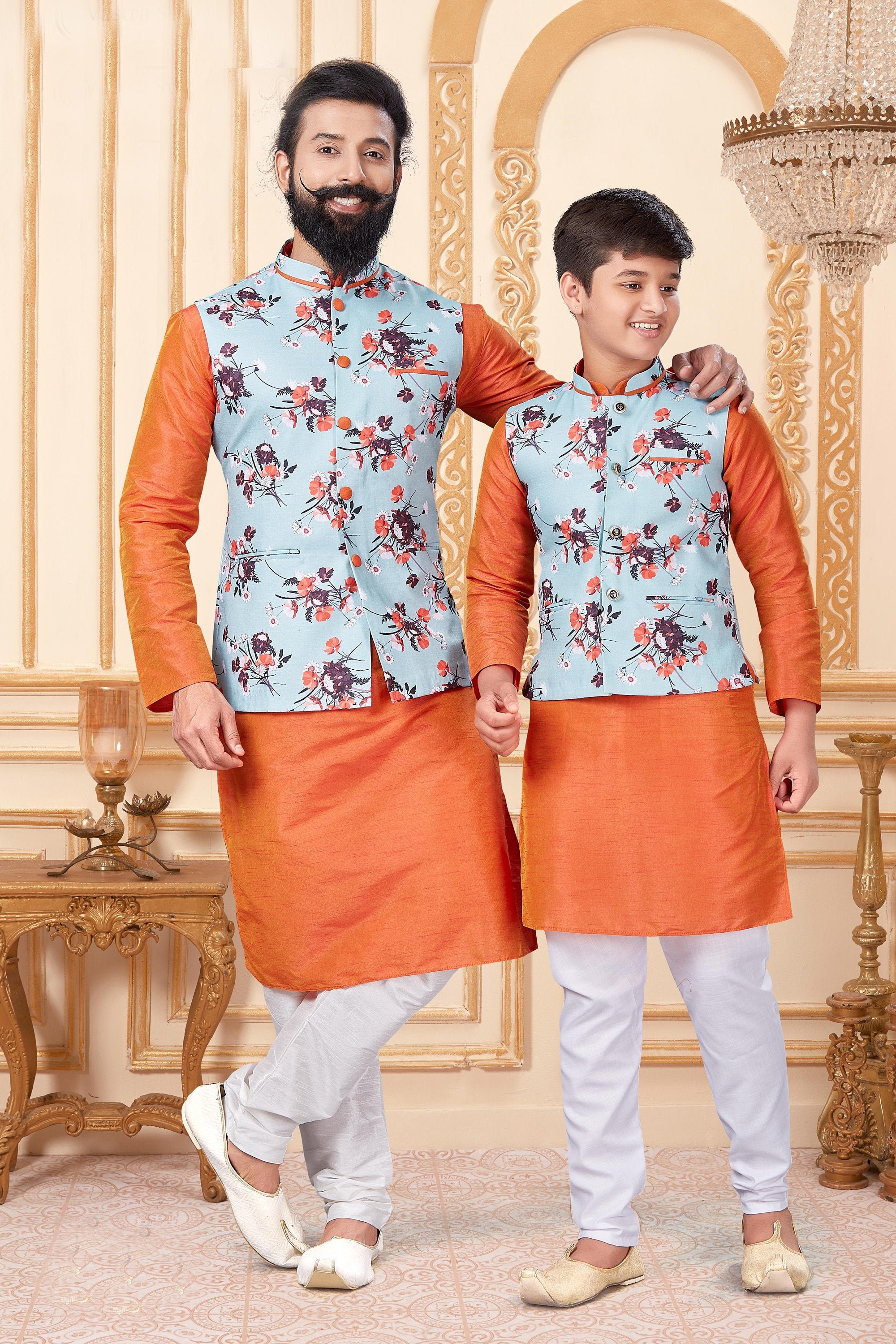 Clothing Custom Stitch Combo Of Father And Son Matching Nehru Jacket Of clothing-custom-stitch-combo-of-father-and-son-matching-nehru-jacket-of