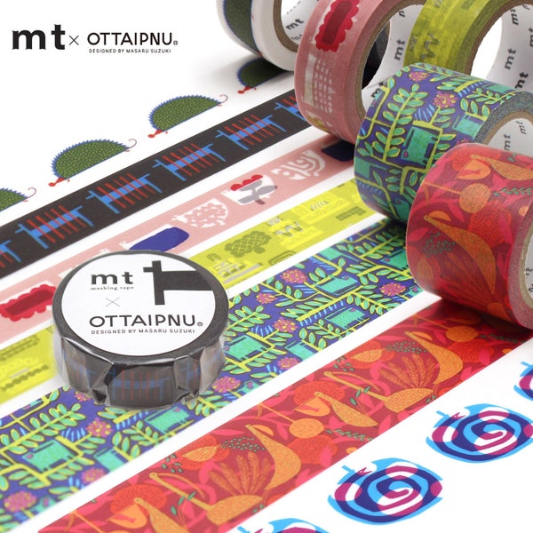 Mt X Ottaipnu Washi Tapes: Harinezumi,  Shima-Ken,  Birdsong,  Cake,  Loop,  Morinonaka,  Perican | MT Masking Tape, Planner Tape, MT 2022ss