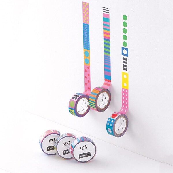 MT x Kapitza washi tape: Seesaw, Lineup, Scribble, Multistripe, Symbols, Dot Vivid, Dot Ice, Candy Stripe | Cute Japanese Masking Tape