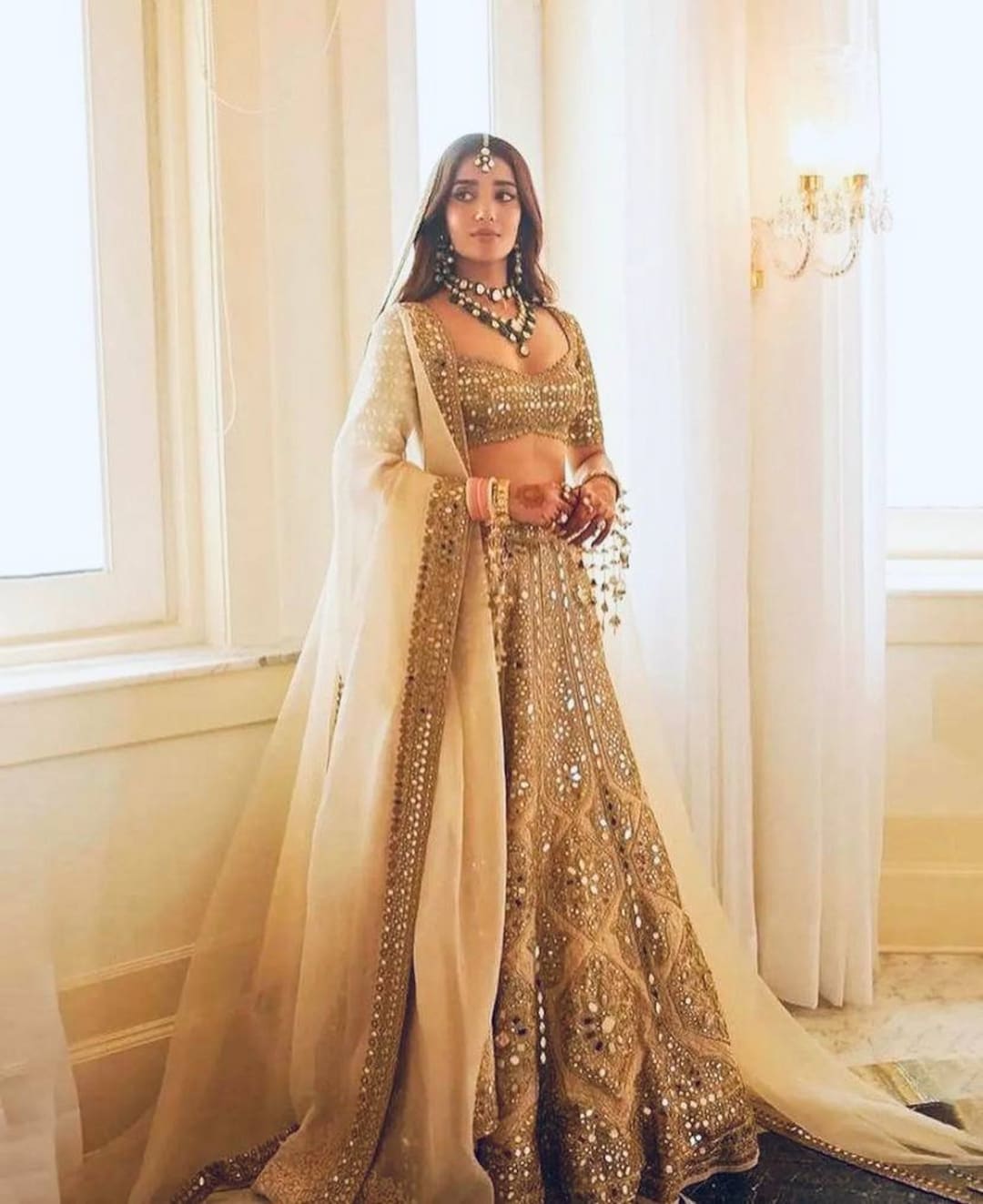 Golden lehenga for girls cheap
