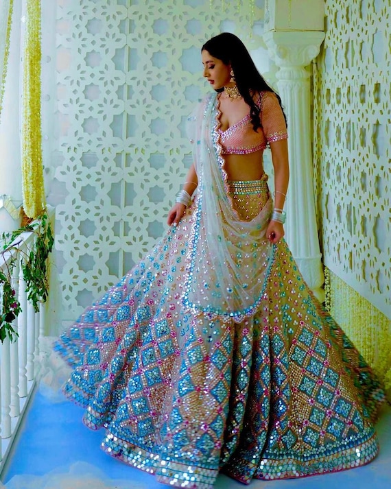 Bridal, Designer, Wedding Multicolor color Silk fabric Ready to Wear Lehenga  : 1887386