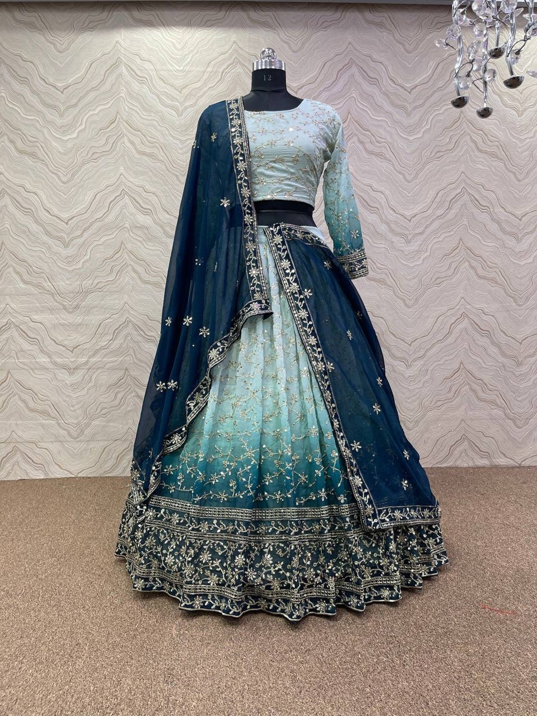 Blue Georgette Lehenga Choli main image 1