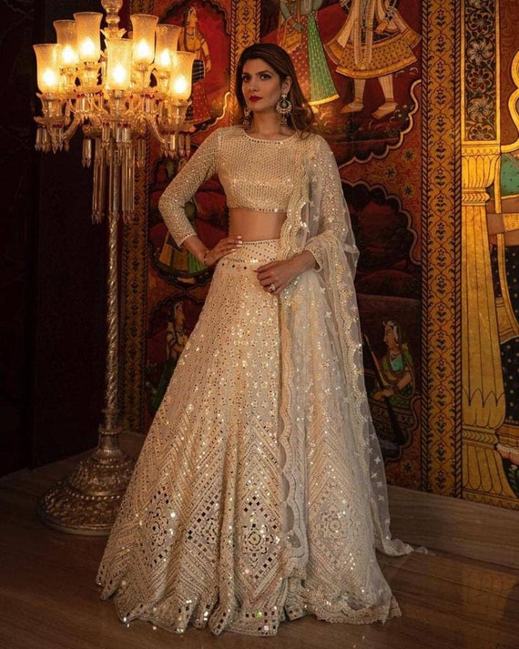 Exclusive White Color Net Lehenga Choli With Dupatta, Indian