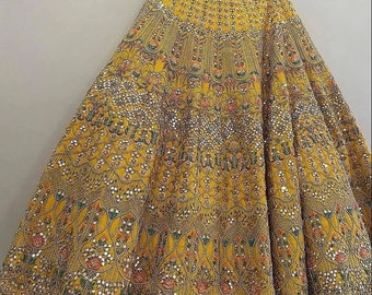 Yellow Phantom Silk Lehenga Choli, Embroidery & Sequence Work, Soft Net Dupatta For Women, Indian Lehenga, Bridal Lehenga, Wedding Choli