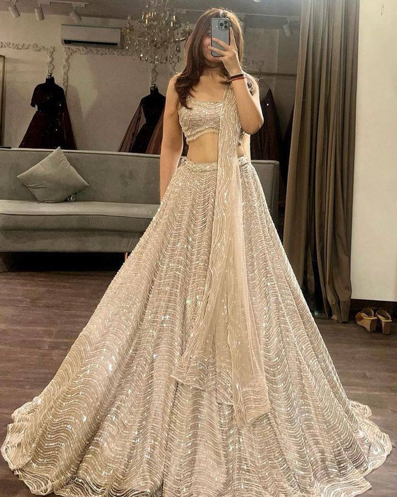 Exclusive White Color Net Lehenga Choli With Dupatta Indian