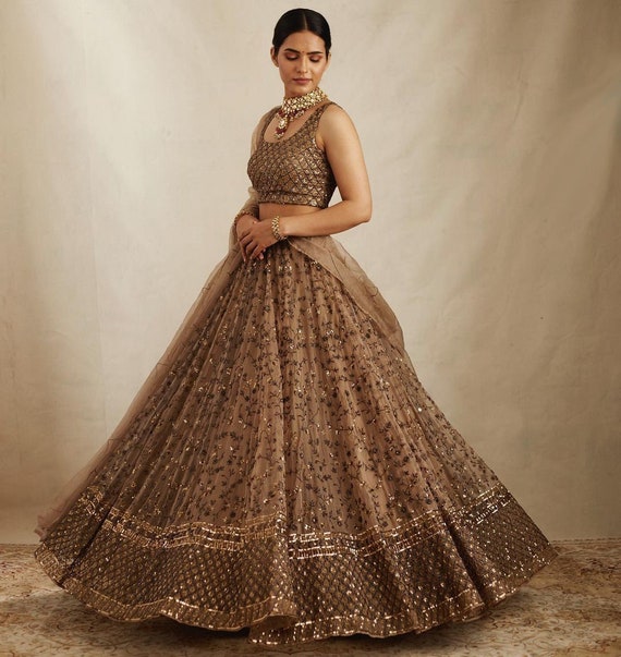 Beautiful Brown Lehenga Choli for Women, Indian Lehenga Choli With Sequence  Work & Soft Net Dupatta for Party Wear , Bollywood Lehenga Choli -   Canada