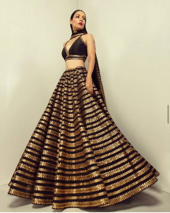 Black And Golden Anarkali | Anarkali, Black dress, Dress