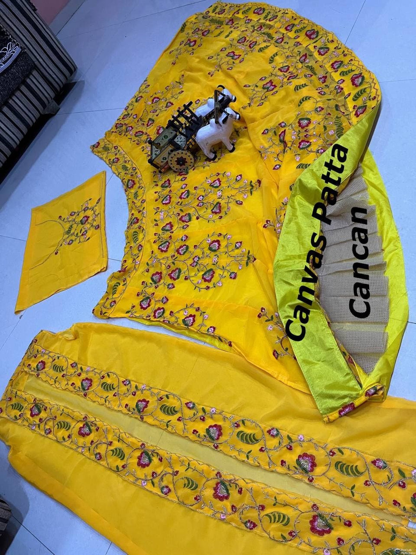 Chinon With Heavy Embroidery Thread And Sequence Work & Attach Canvas Patta With Cancan Lehenga Choli