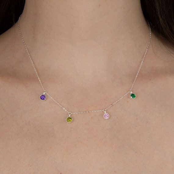 birthstone necklace 4 stones