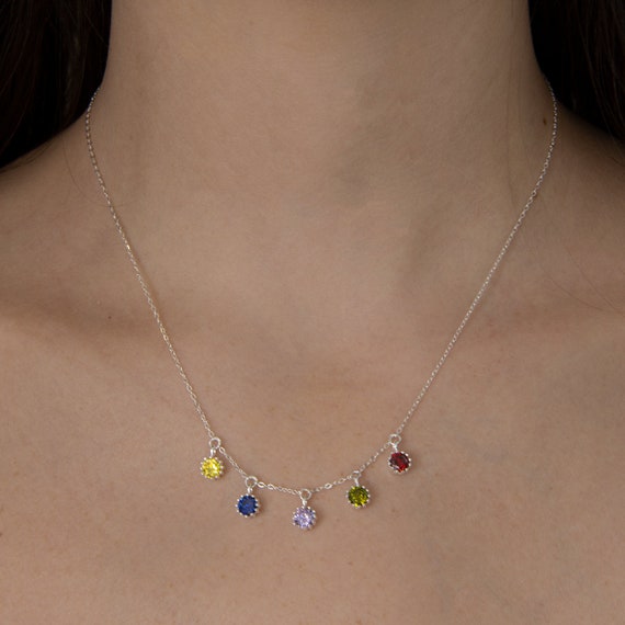 5 stone birthstone necklace
