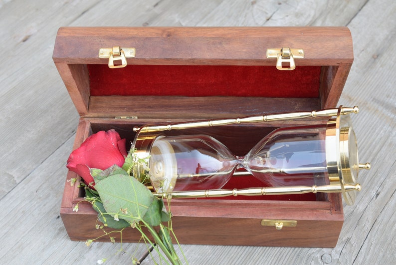 Engraved Ceremony Family Unity Set Hourglass With Wooden Box Personalized Wedding Vintage Sand Ceremony Hourglass Set