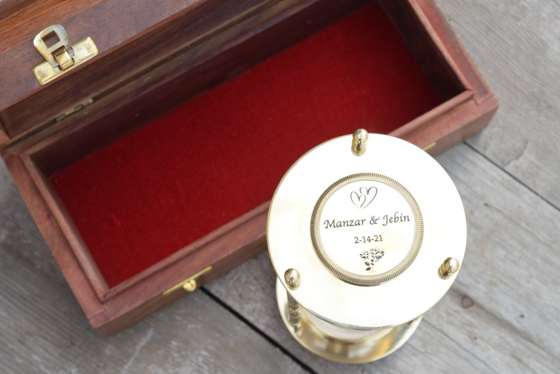 Engraved Ceremony Family Unity Set Hourglass With Wooden Box Personalized Wedding Vintage Sand Ceremony Hourglass Set