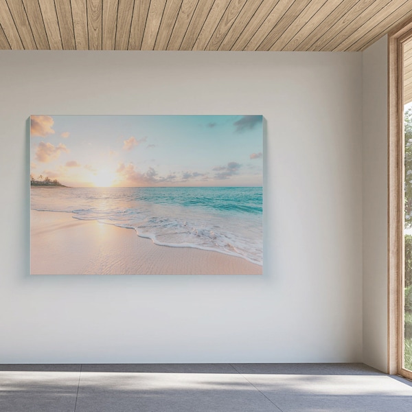 Beach Canvas Print / Sunset Leinwanddruck / Beach Canvas Wall Art