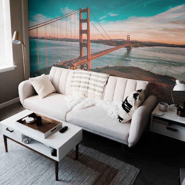 Mural de vinilo extraíble del puente Golden Gate / Pelar y pegar papel pintado del puente Golden Gate de San Francisco / Impresión mural del puente Golden Gate