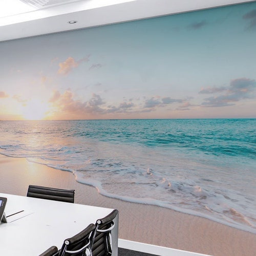 Ocean Removable Vinyl Mural / Peel and Stick Island Wallpaper Etsy