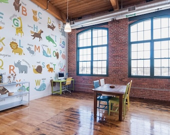 Animal ABC Wallpaper Mural – Removable Peel and Stick Alphabet Print