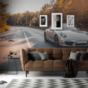 Abnehmbares Vinylwandbild des Sportwagens / Schälen und aufkleben Auto Mustertapete / Auto Wandbild - Schälen und Aufkleben oder nicht geklebt
