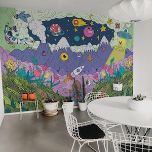 Fantasy removable vinyl mural / Peel and stick Dream pattern wallpaper - Peel & Stick or Non-pasted / Dream mural print