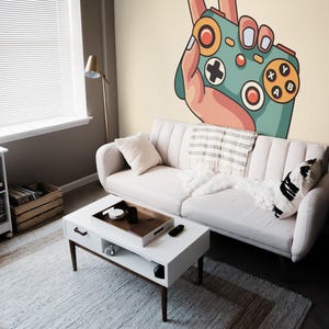 Murale in vinile rimovibile per videogiochi / Carta da parati stacca e incolla con motivo console - Stampa murale stacca e incolla o non incollata / Console