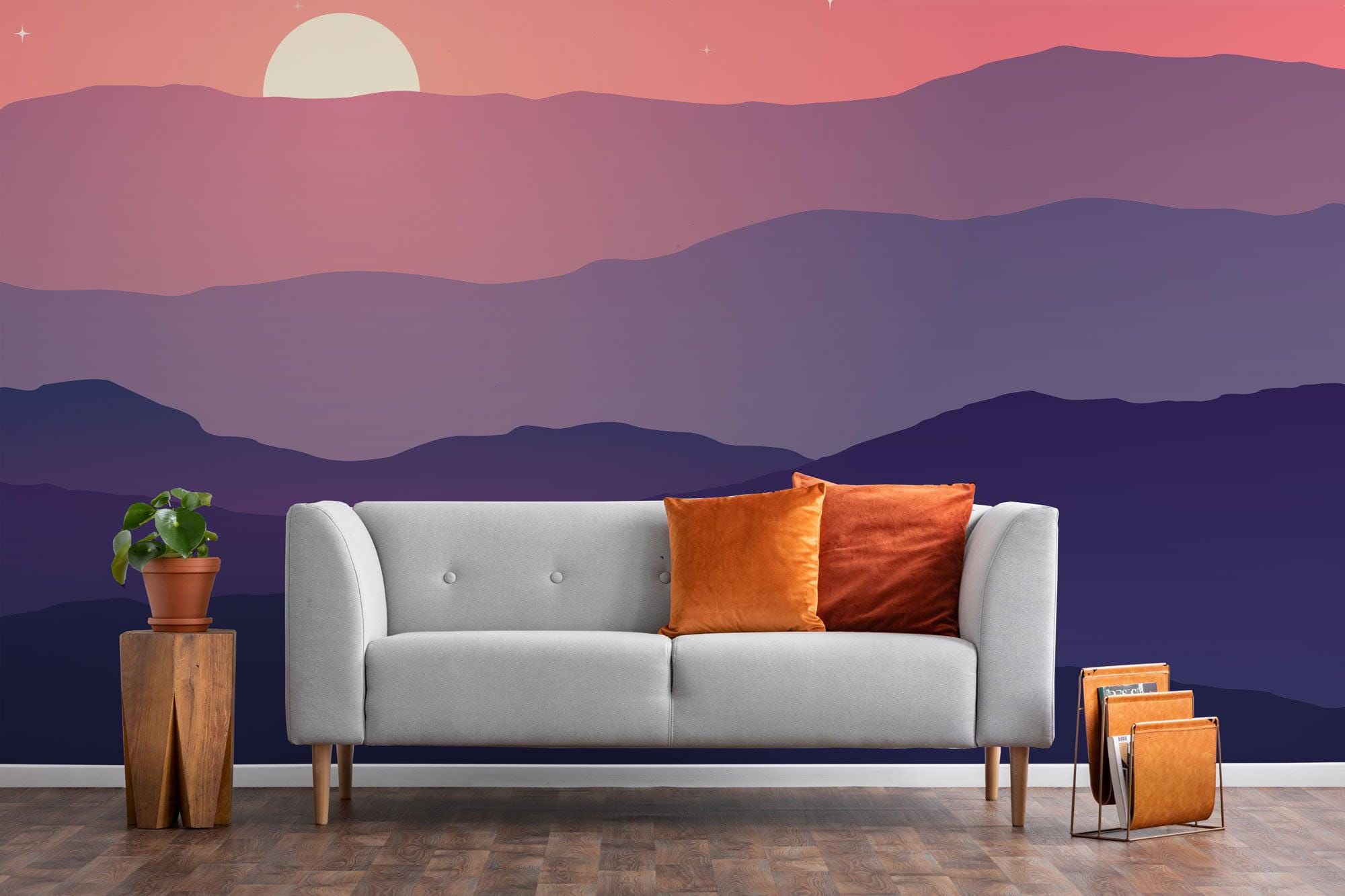 Mountain Sunset Mural – Removable Peel and Stick Wallpaper - Etsy