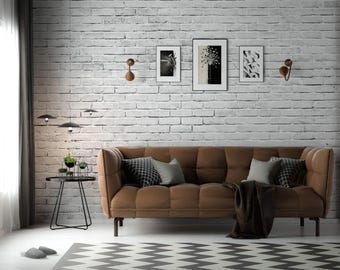 White brick wall removable vinyl mural / Peel and stick Brick pattern wallpaper / Brick mural print - Peel & Stick or Non-Pasted