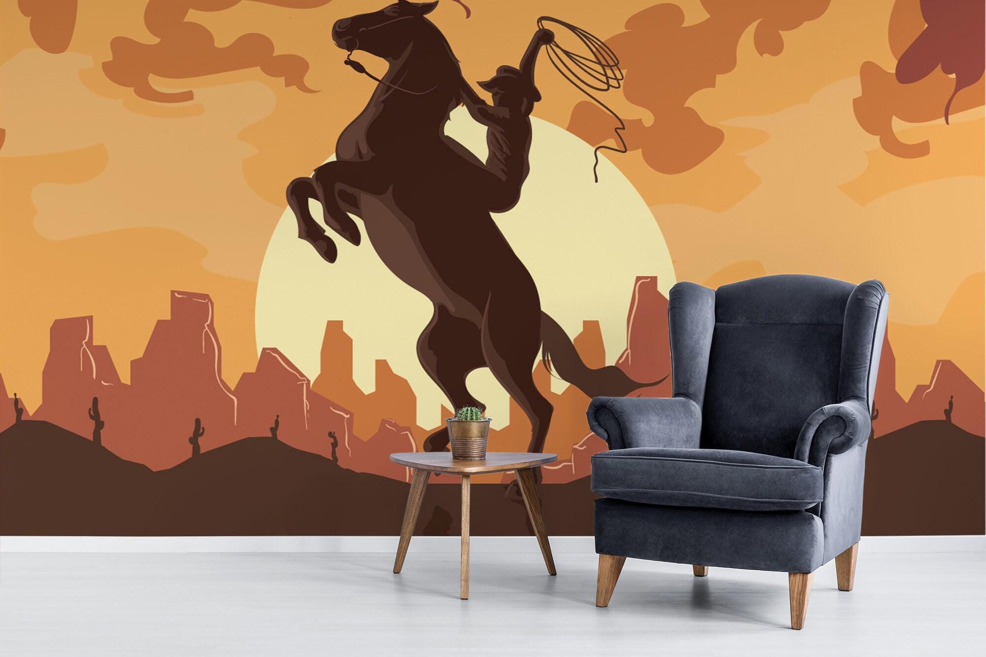 カウボーイの取り外し可能なビニール壁画 / 剥がして貼るだけの