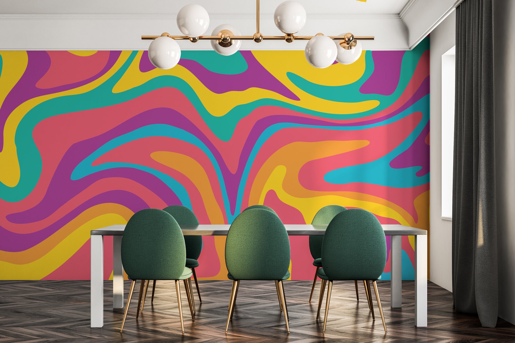 Color Flow Vinyl Mural / Peel and Stick Abstract Shapes Etsy