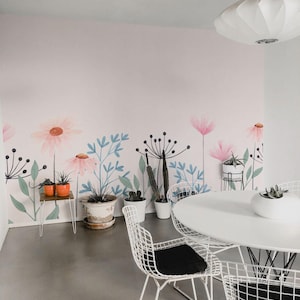 Large Floral Wall Mural – Pastel Flowers, Peel and Stick or Non-Pasted image 2