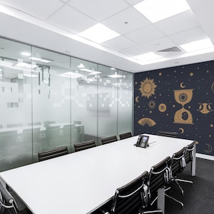 Celestial removable vinyl mural / Peel and stick Astronomy pattern wallpaper - Peel & Stick or Non-pasted / Astronomy mural print