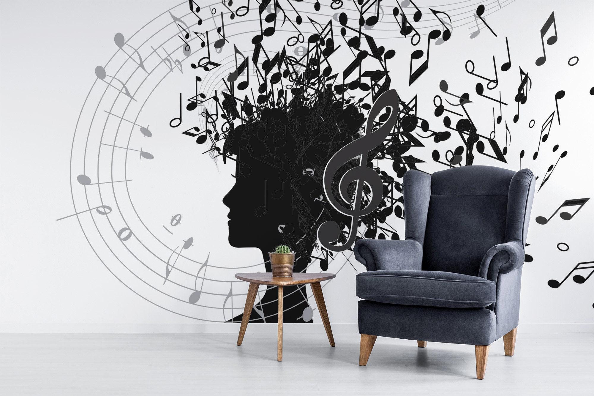 Musical Note Mural Music Notes Mural – Removable Vinyl Wallpaper, Peel & Stick - Etsy