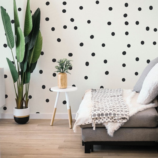 Wallpaper Black and White Dots Etsy