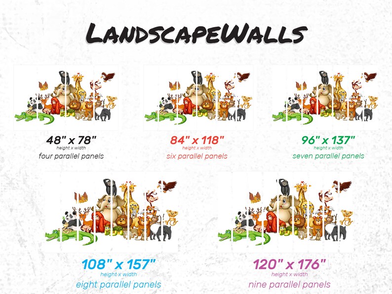 Animal Removable Vinyl Mural / Peel and Stick Animal Wallpaper Etsy