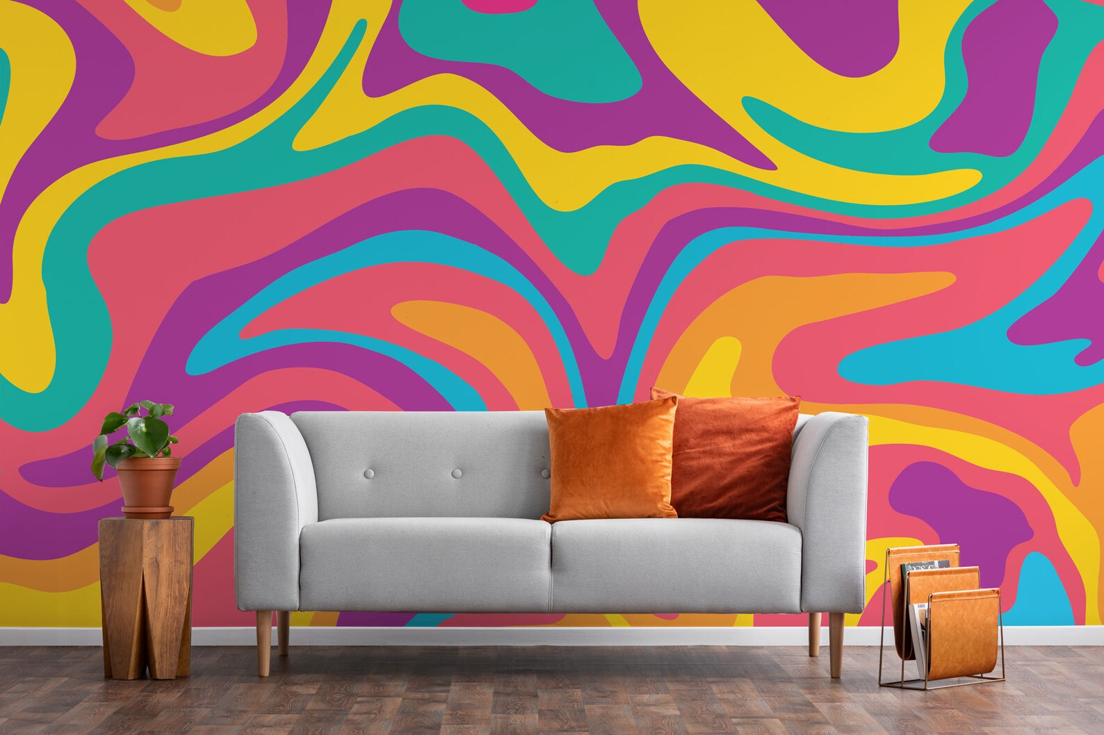 Color Flow Vinyl Mural / Peel and Stick Abstract Shapes Etsy